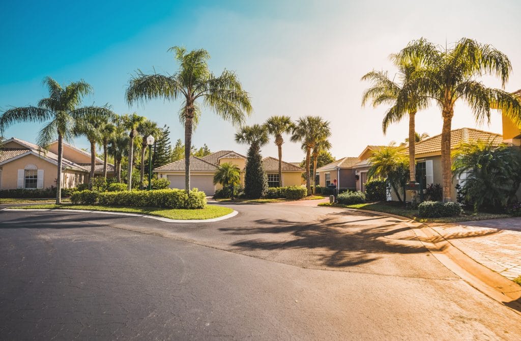 Typical gated community houses with palms